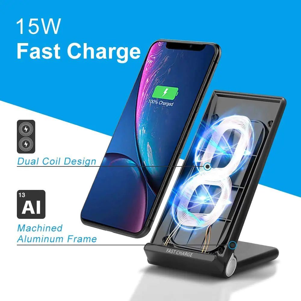 15W FAST WIRELESS CHARGER WITH STAND QUICK CHARGE - Johnbob's