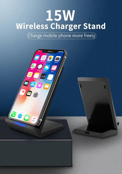 15W FAST WIRELESS CHARGER WITH STAND QUICK CHARGE - Johnbob's