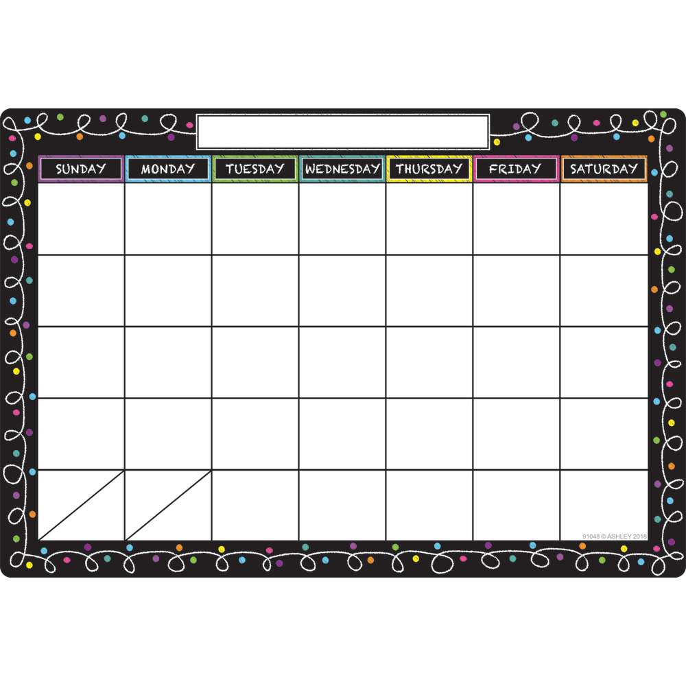 Ashley Chalk Loops Dry Erase Calendar Poly Chart, 13"x19" (91048) - Johnbob's General Store