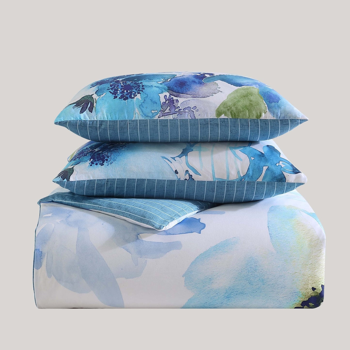 Bebejan Watercolor Blue 100% Cotton 5 - Piece Reversible Comforter Set - Johnbob's General Store