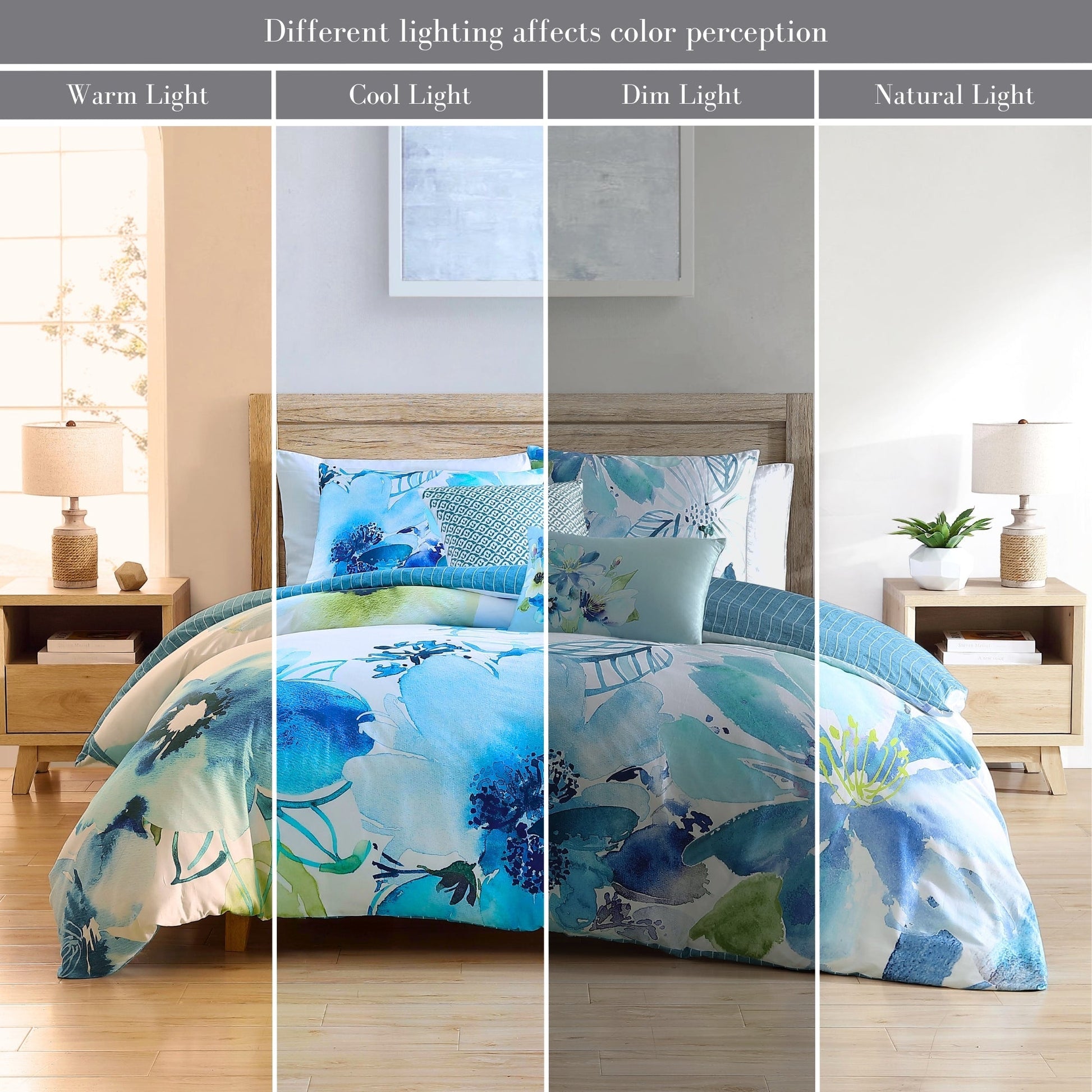 Bebejan Watercolor Blue 100% Cotton 5 - Piece Reversible Comforter Set - Johnbob's General Store