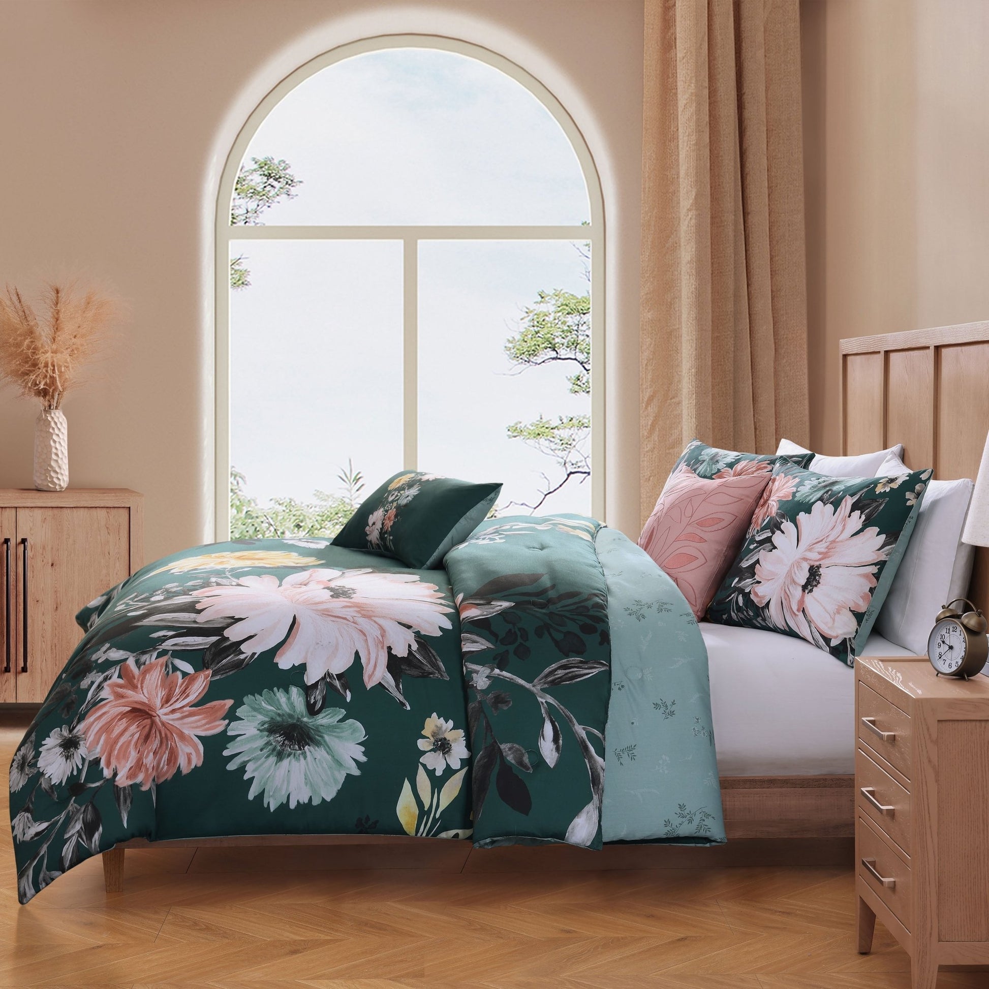 Bebejan Wild Flowers on Teal 5 Piece Reversible Comforter Set - Johnbob's General Store