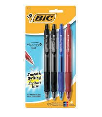 BIC Gel - ocity Gel pens, 4 Pack, 2 Black, 1 Blue, 1 Red 0.7 mm Med Ink (31441) - Johnbob's General Store