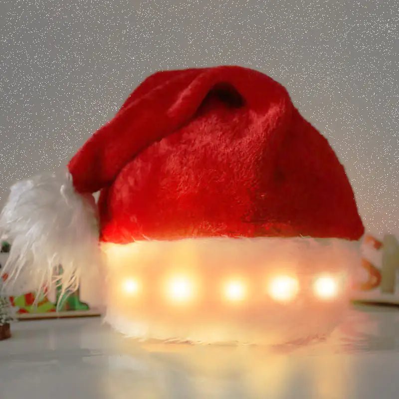 Christmas Hat LED Light Plush - Johnbob's General Store, LLC #santahat