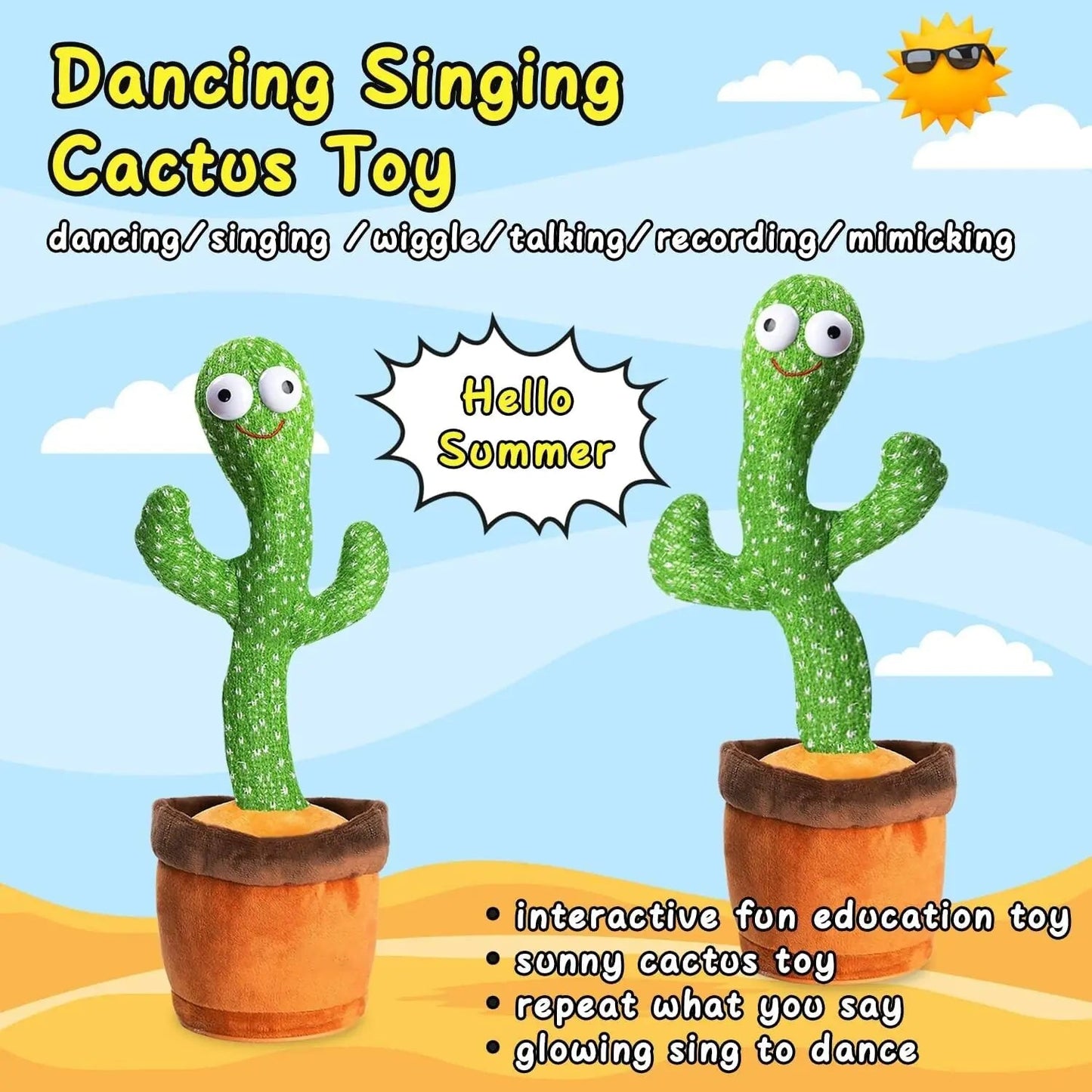 Dancing Cactus Plush Toy Doll Electronic Recording - Johnbob's General Store, LLC