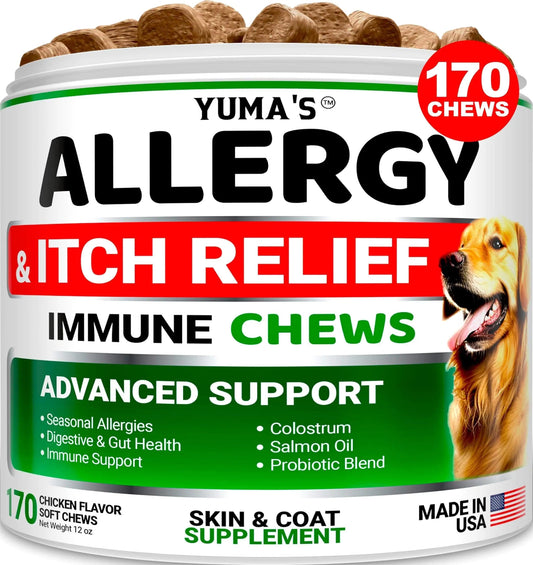 Dog Allergy Relief Chews Dog Itching Skin Relief Treatment Pills 170 Treats - Johnbob's