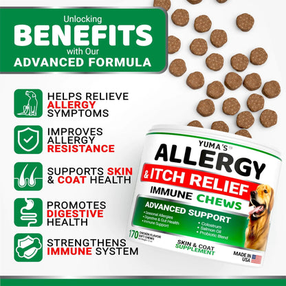 Dog Allergy Relief Chews Dog Itching Skin Relief Treatment Pills 170 Treats - Johnbob's