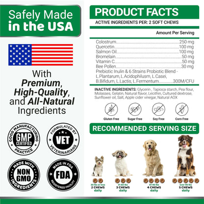 Dog Allergy Relief Chews Dog Itching Skin Relief Treatment Pills 170 Treats - Johnbob's