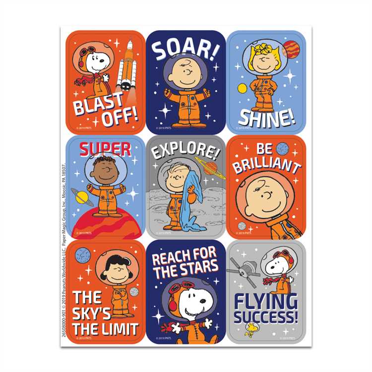 Eureka Peanuts® NASA Giant Stickers, Pack Of 36, Snoopy (EU 650800) - Johnbob's General Store