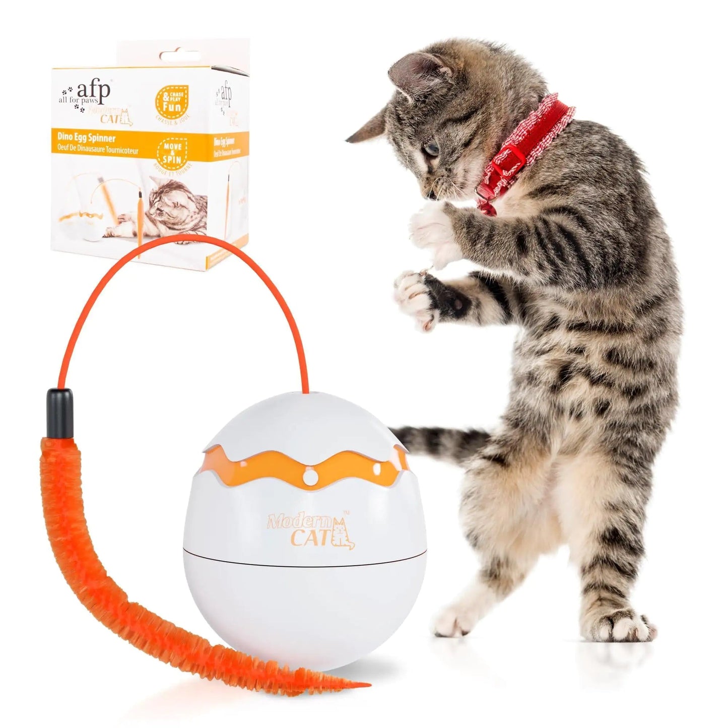 Interactive Cat Toy Dino Egg White Automatic Toy with 360 Degree Rotation Auto - Johnbob's