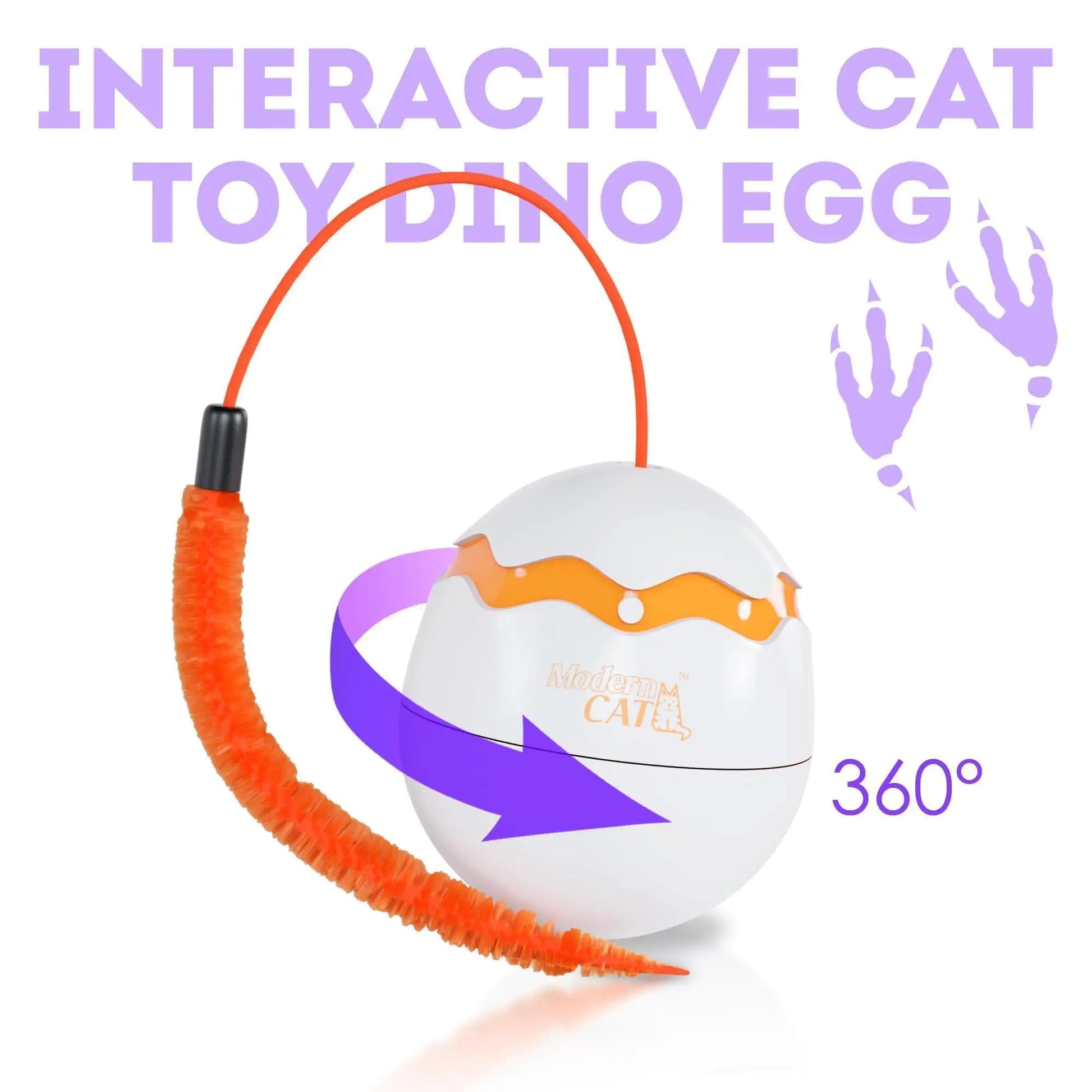 Interactive Cat Toy Dino Egg White Automatic Toy with 360 Degree Rotation Auto - Johnbob's