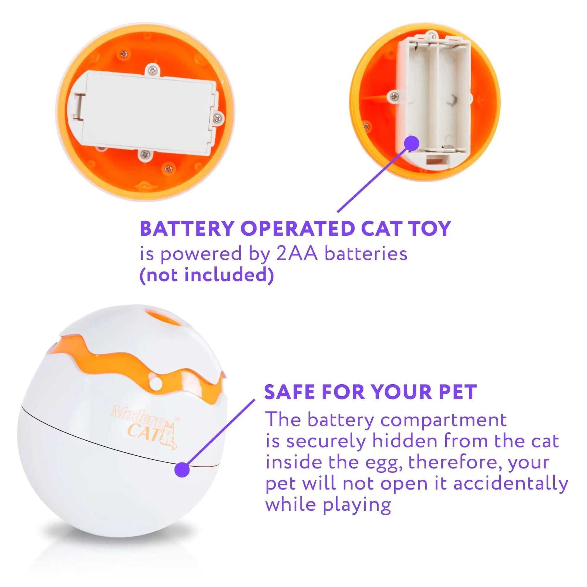 Interactive Cat Toy Dino Egg White Automatic Toy with 360 Degree Rotation Auto - Johnbob's