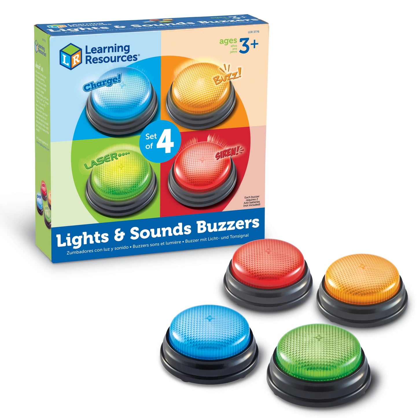 Learning Resources Lights and Sounds Answer Buzzers, Set of 4 (LER 3776) - Johnbob's General Store