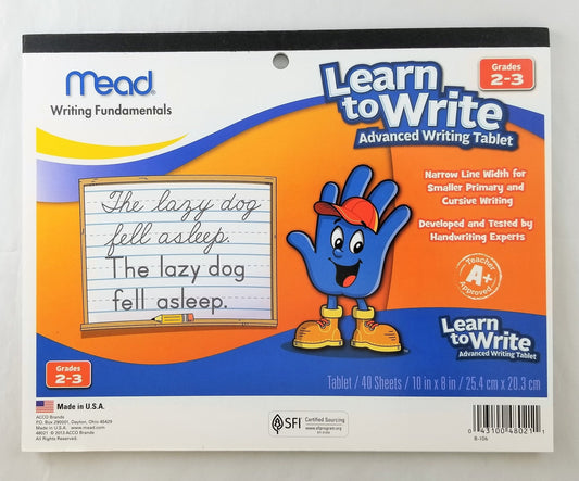 Mead® Learn to Write Advanced Writing Tablet, 40ct, Grades 2 - 3 (48021) - Johnbob's General Store